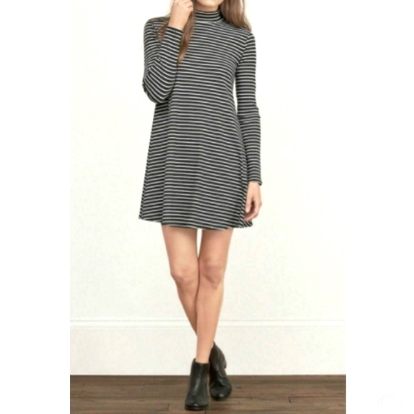 ABERCROMBIE & FITCH Striped Mock Neck Swing Dress - Picture 2 of 12